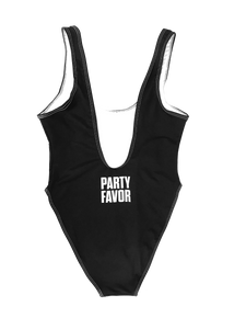 FASHION AF PARTY SWIMSUIT - BLACK (High Cut Sides / Low Back)