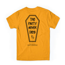 Load image into Gallery viewer, The Party Never Dies Tee (GOLD)