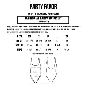 FASHION AF PARTY SWIMSUIT - BLACK (High Cut Sides / Low Back)